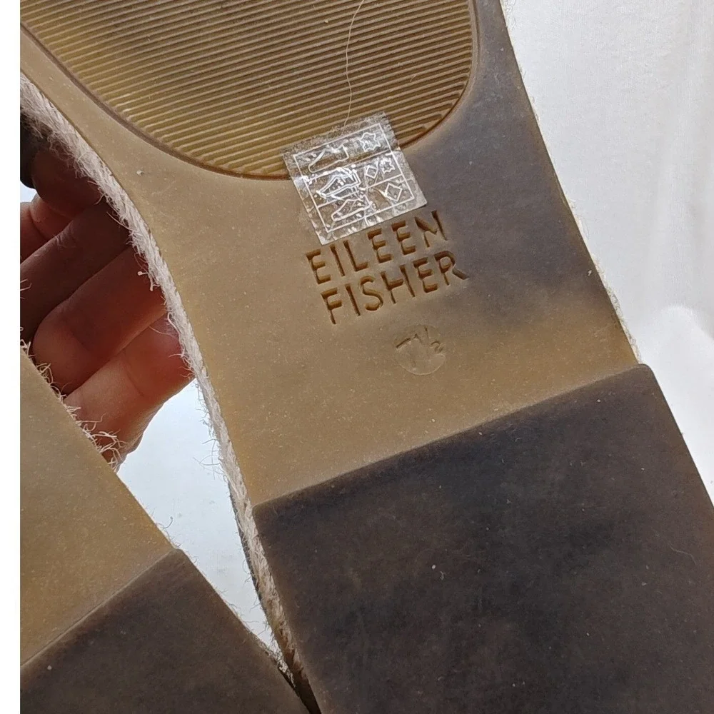Eileen Fisher Mews Espadrille Sandals 7.5 Bronze Metallic Leather Strappy Flat